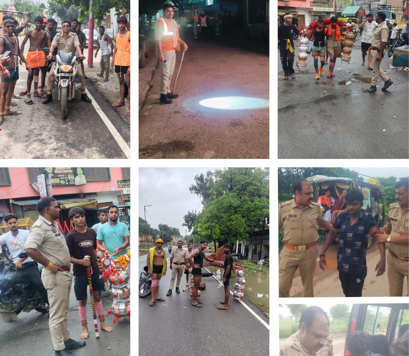 बारिश के बीच कांवड़ियों की सुरक्षा में मुस्तैद रही शिकारपुर पुलिस